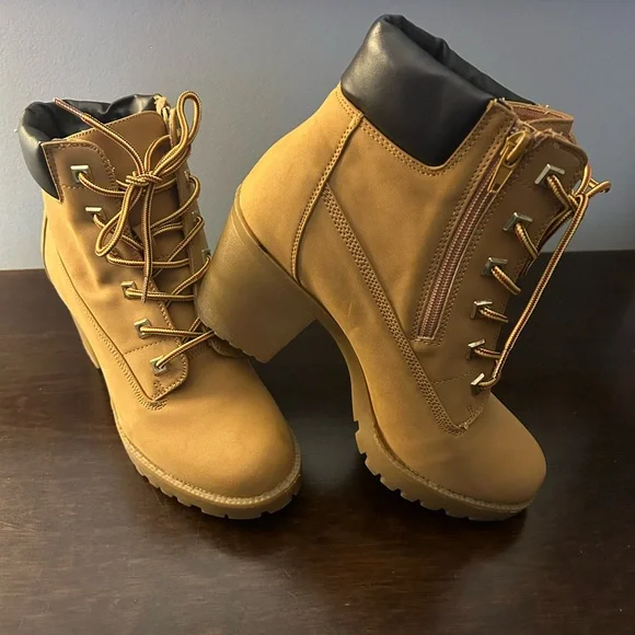 Shoes Heeled Laced Construction Boots Poshmark